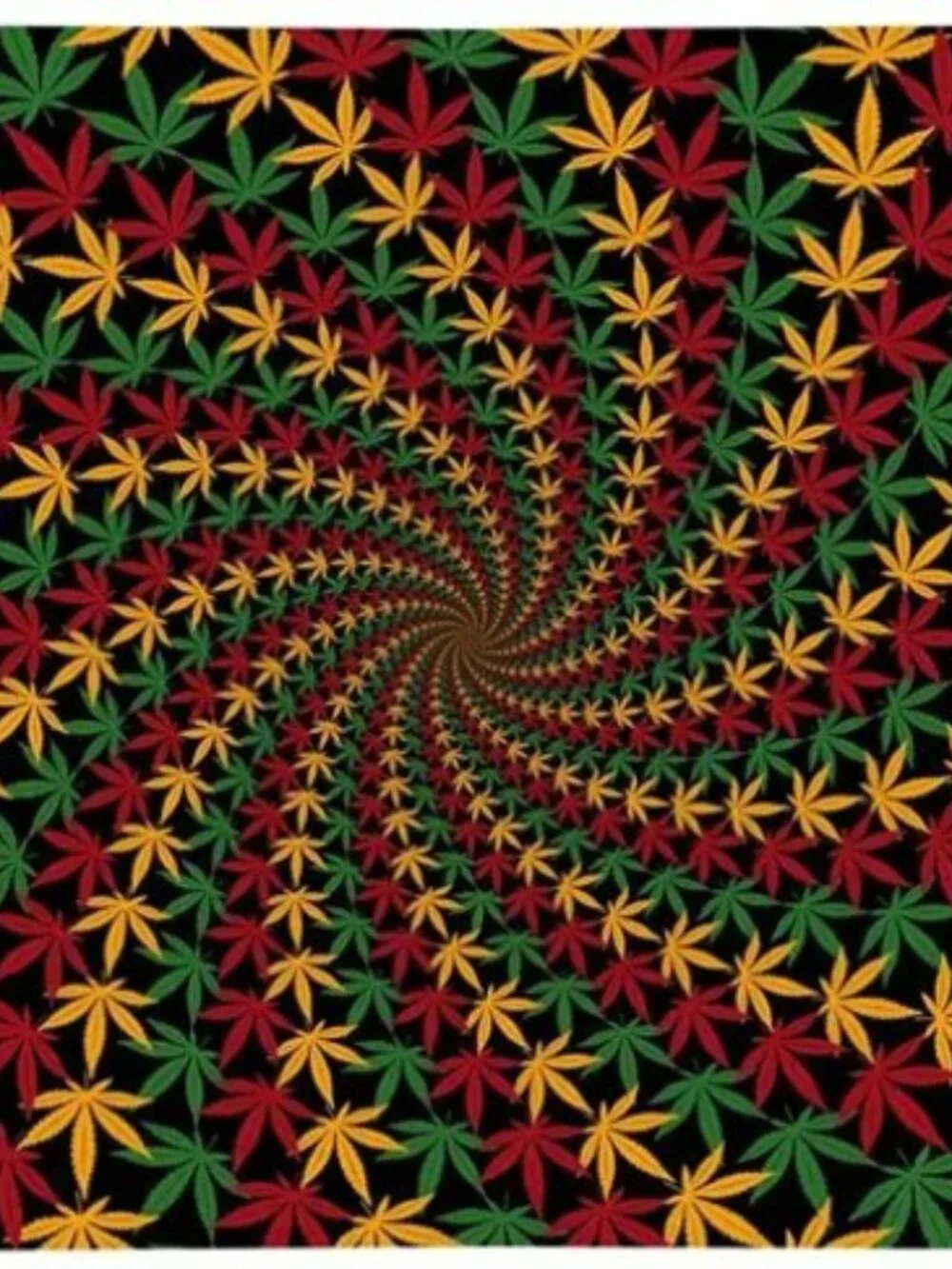 Rasta Leaf Spiral 3D Tapestry ~ Complete w/Corner Loops ~ 30